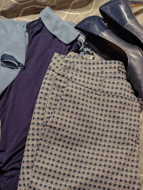 Patterned Blue Flat Face Slacks
